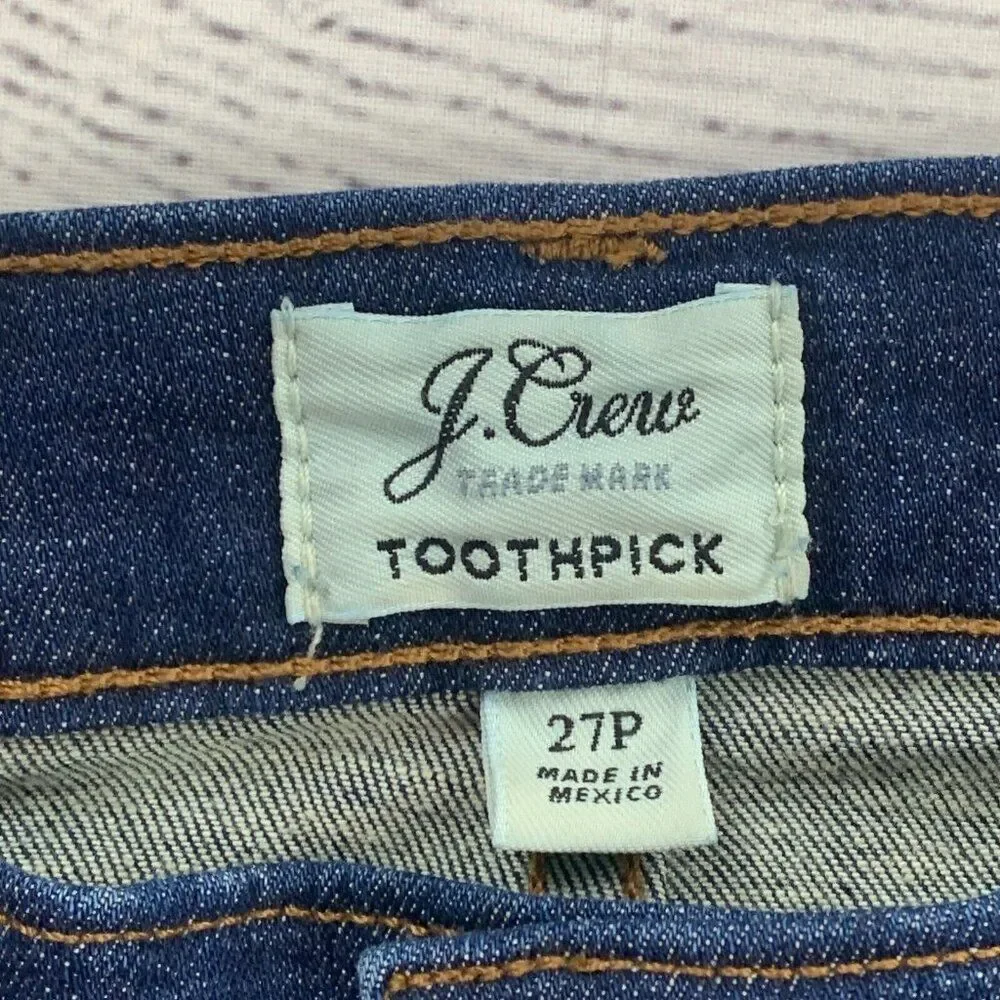 J. Crew Jeans 27 P Toothpick Skinny Dark Wash Inseam 25